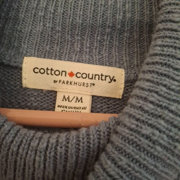 Cotton Country by Parkhurst Snow Day Turtle Neck Sweater in Grey Blue - Size M - Picture 9 of 10